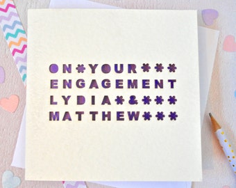 Personalised Laser Cut On Your Engagement Card, Congratulations