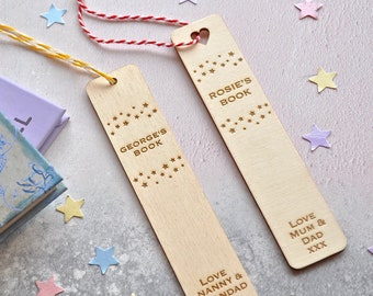 Personalised Child Star Wooden Bookmark - Childs Bookmark - Book Lover Gift -