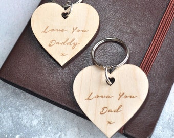 Personalised 'Love You Daddy' Heart Keyring, Custom Fathers Day Gift, Gift For Dad