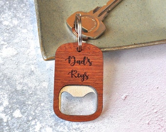 Dad's Keys Bottle Opener Engraved Keyring - Personalised Any Name Beer Gift