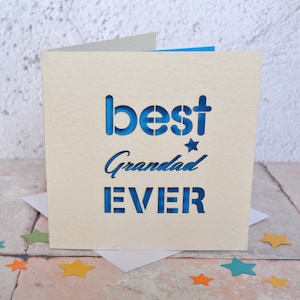 Tarjeta cortada con láser con el mejor abuelo del mundo, tarjeta para el Día del Padre