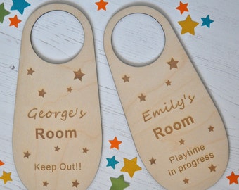 Personalised Laser Cut Child's Wooden Room Door Sign - Door Hanger - Room Sign - Childs Sign