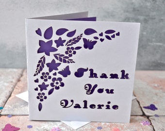 Thank You Floral Laser Cut Card