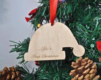 Baby's First Santa Hat Bauble, Christmas Decoration
