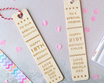 Personalised 'Birthday' Bookmark - Wooden Bookmark - Book Lovers Gift - Personalised Bookmark