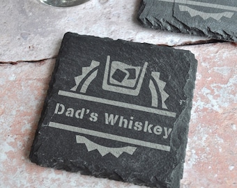 Personalisierter Papa-Whisky-Untersetzer aus Schiefer – Whisky-Geschenk