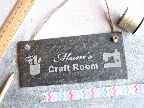 Mum's Craft Room Slate Sign, Studio Office Sign, Personalised Birthday, Mothers Day Gift