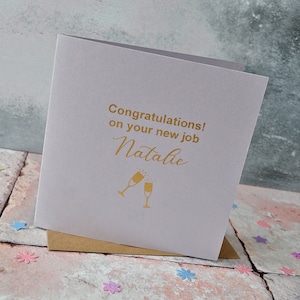 Carte de félicitations personnalisée en feuille d'or, carte de nouvel emploi personnalisée