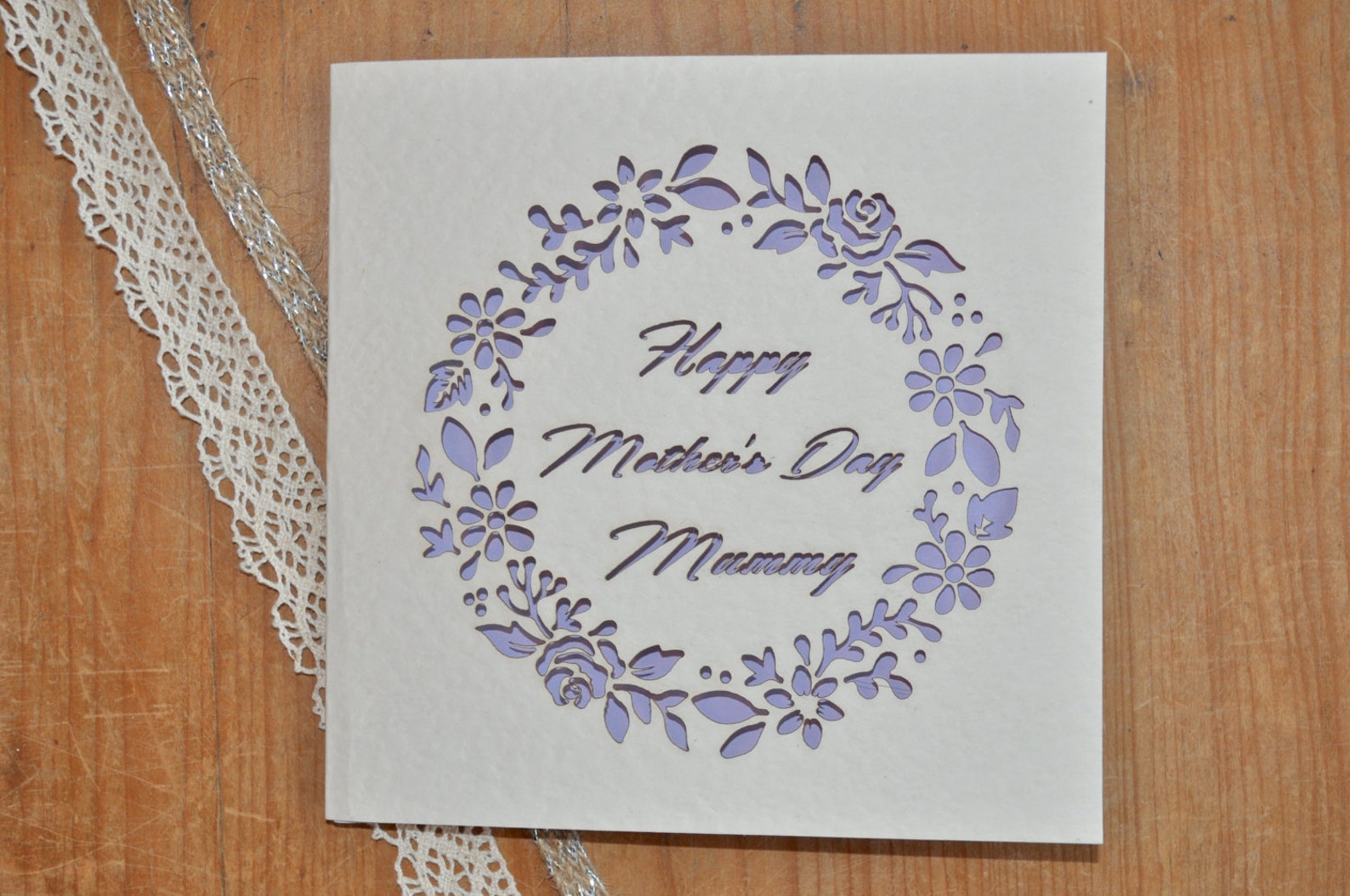 Mother's Day Laser Cut Floral Card Etsy