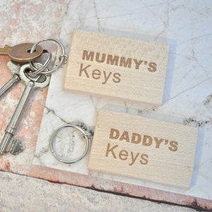 Personalised Wooden Keyring, Daddy Keyring, Dad Birthday Gift, Fathers Day