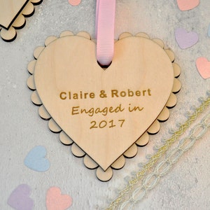 Personalised Wooden Heart Decoration, Engagement Gift, Wedding Gift, Gift for Wife, Gift for Her
