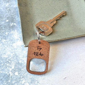Top Bloke Engraved Bottle Opener Keyring - Personalised Beer Gift - Any Name