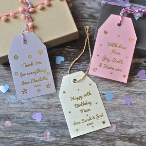 Personalised Gold Foil Gift Tag, Birthday Gift Tag, Wedding Favour Tag