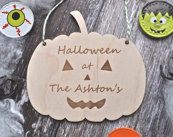 Personalised Pumpkin Wooden Halloween Sign