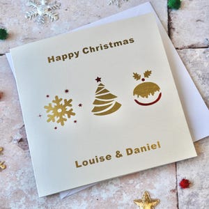 Carte de Noël personnalisée en métal doré