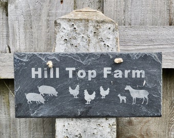 Personalised Farm Outdoor Slate Sign, Small Holding, House Name Sign