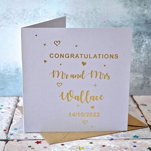 Cartão de casamento personalizado em folha de ouro, cartão de noivado personalizado