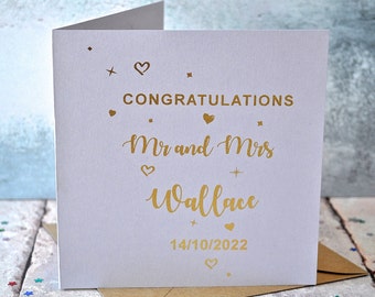 Personalisierte Hochzeitskarte mit Goldfolie