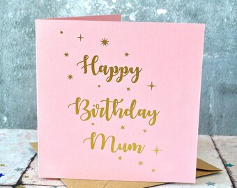 Personalised Gold Foil Star Birthday Card, Custom Card For Her, Card For Him
