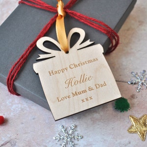 Personalised Christmas Present Decoration Gift Tag, Hanging Bauble, Gift Tag