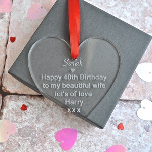 Message Acrylic Decoration Heart Birthday Gift, Hanging Heart, Gift for Her