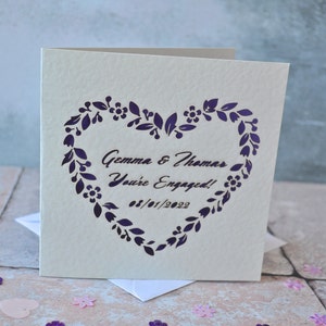 Personalised Laser Cut Floral Engagement Card, Wedding