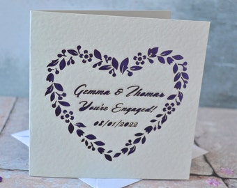 Personalised Laser Cut Floral Engagement Card, Wedding