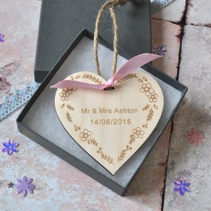 Personalised Rustic Wooden Anniversary Heart, Wedding Gift, Heart Decoration, Hanging Heart, Gift for Bride