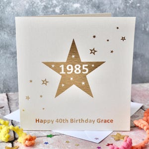 Carte d'anniversaire personnalisée avec étoile dorée, carte personnalisée, souvenir d'anniversaire