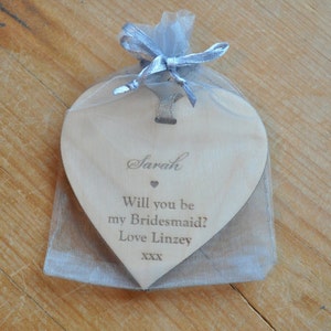 Will You Be My Bridesmaid Personalised Wooden Decoration Heart image 5