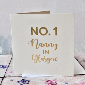 No.One Nanny Goldfolien Karte, Nana Lage Muttertagskarte, Geburtstagskarte