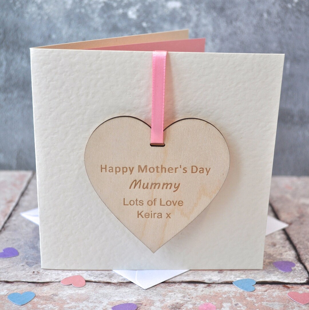 Personalised Mum Mother's Day Heart Decoration Card, Mummy Card ...