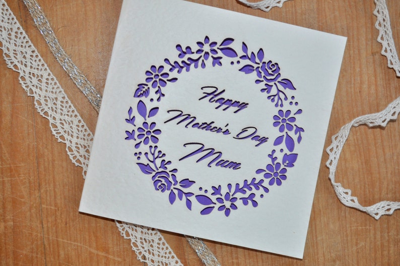 Mother's Day Laser Cut Floral Card Etsy