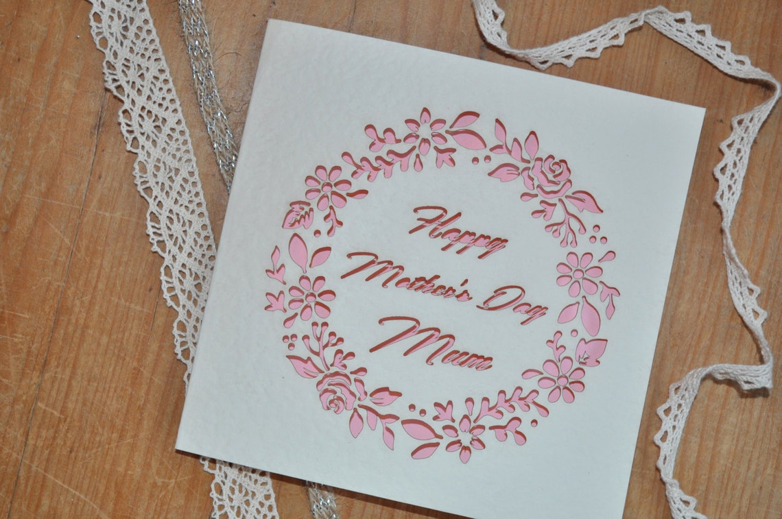 Mother's Day Laser Cut Floral Card Etsy