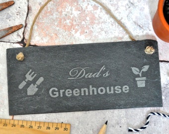 Personalised Greenhouse Slate Sign  - Allotment Sign - Fathers day gift