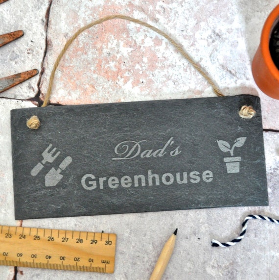 Personalised Greenhouse Slate Sign - Grandad/Dad Sign - Allotment Sign