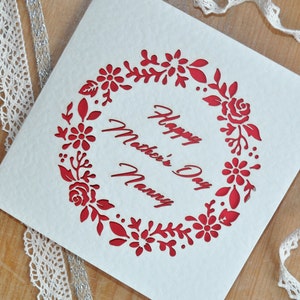 Carte florale découpée au laser pour la fête des mères, grand-mère, carte grand-mère