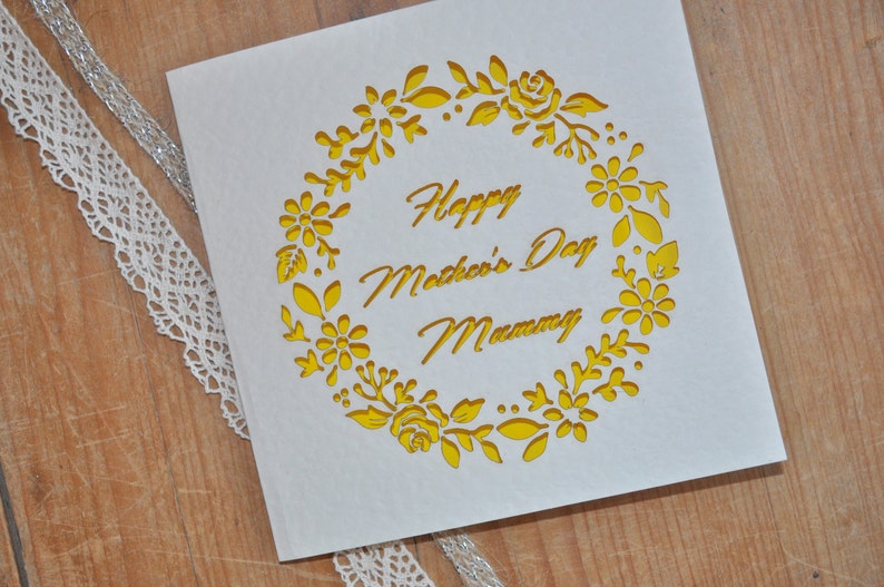 Mother's Day Laser Cut Floral Card Etsy