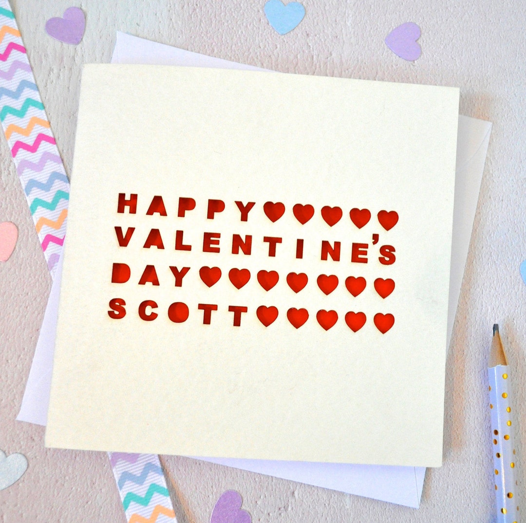 Personalised Laser Cut Heart Valentine's Day Card, Custom Heart Card ...