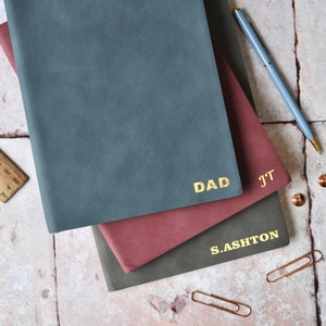 Personalised Leather Notebook Planner, Name Notebook, Teacher Gift, Gift For Him, Birthday Gift