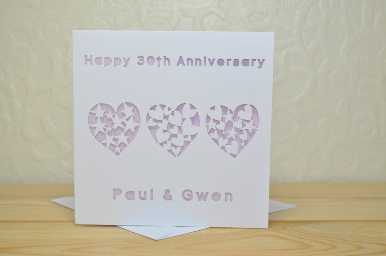Anniversary Personalised Laser Cut Card Etsy