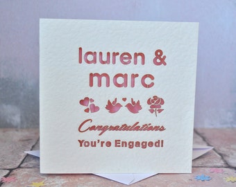 Engagement Personalised Laser Cut Card, Congratulations, Engagement Card