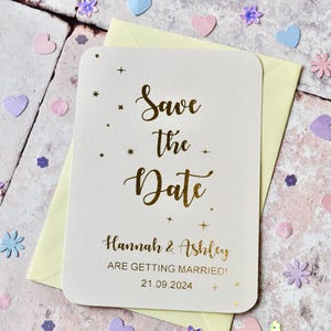 Gold Foil Star Celestial Wedding Save The Dates, Party Invitations, Custom Wedding Stationary