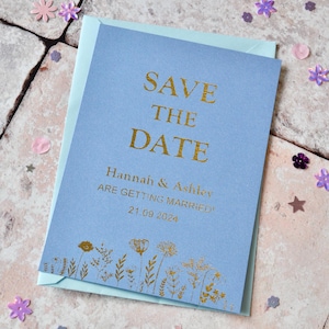 Wildflower Gold Foil Save The Dates, Wedding Invitation, Custom Wedding Invites, Save the Date, Party Invitations