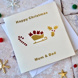 Carte de Noël personnalisée en feuille d'or, carte de Noël personnalisée