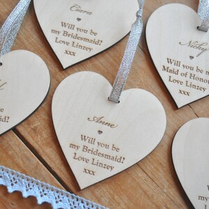 Will You Be My Bridesmaid Personalised Wooden Decoration Heart image 2