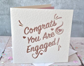 Laser Cut 'Congrats You Are Engaged' Card, Engagement, Wedding Card