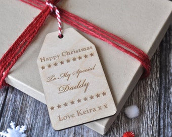 Personalised 'Happy Christmas' Wooden Gift Tag, Special Gift Tag