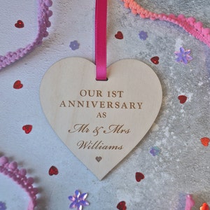 Personalised Wooden Anniversary Decoration Wooden Heart, Keepsake Gift
