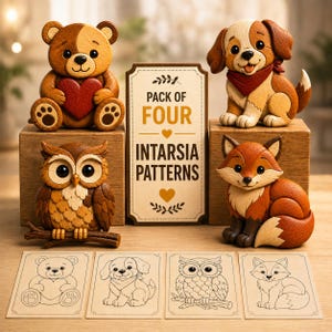 Intarsia Patterns Bundle PDF Woodworking Animal Projects Scroll Saw Plan Beginner DIY Animal Decor(Digital Download)